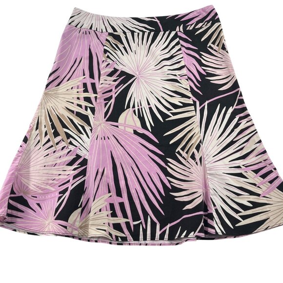 Gap Women's A-Line Skirt Size 14 Pink Black Tropical Palm Print Cotton Blend - Picture 5 of 5